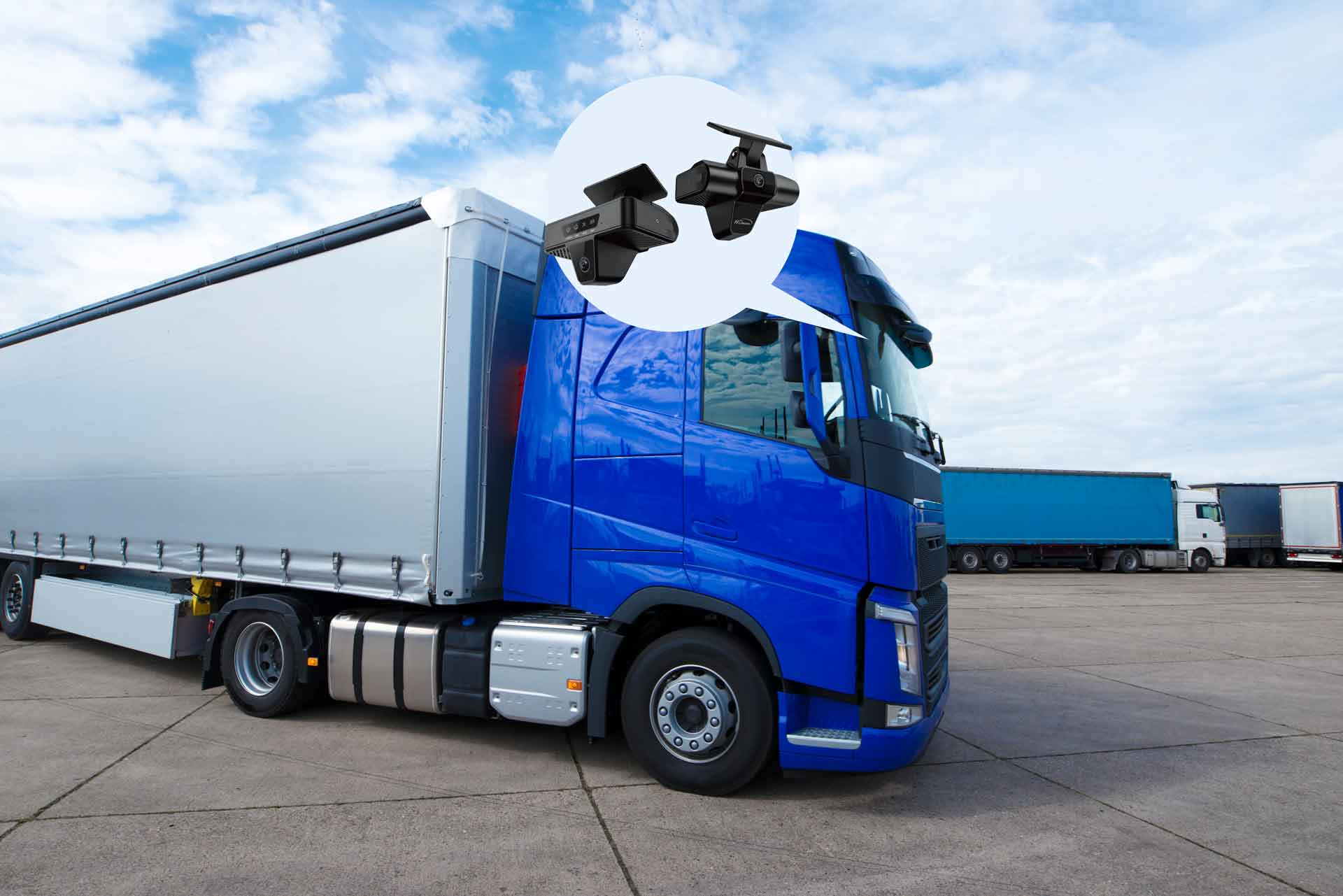 AI dashcam mounted in a truck cab