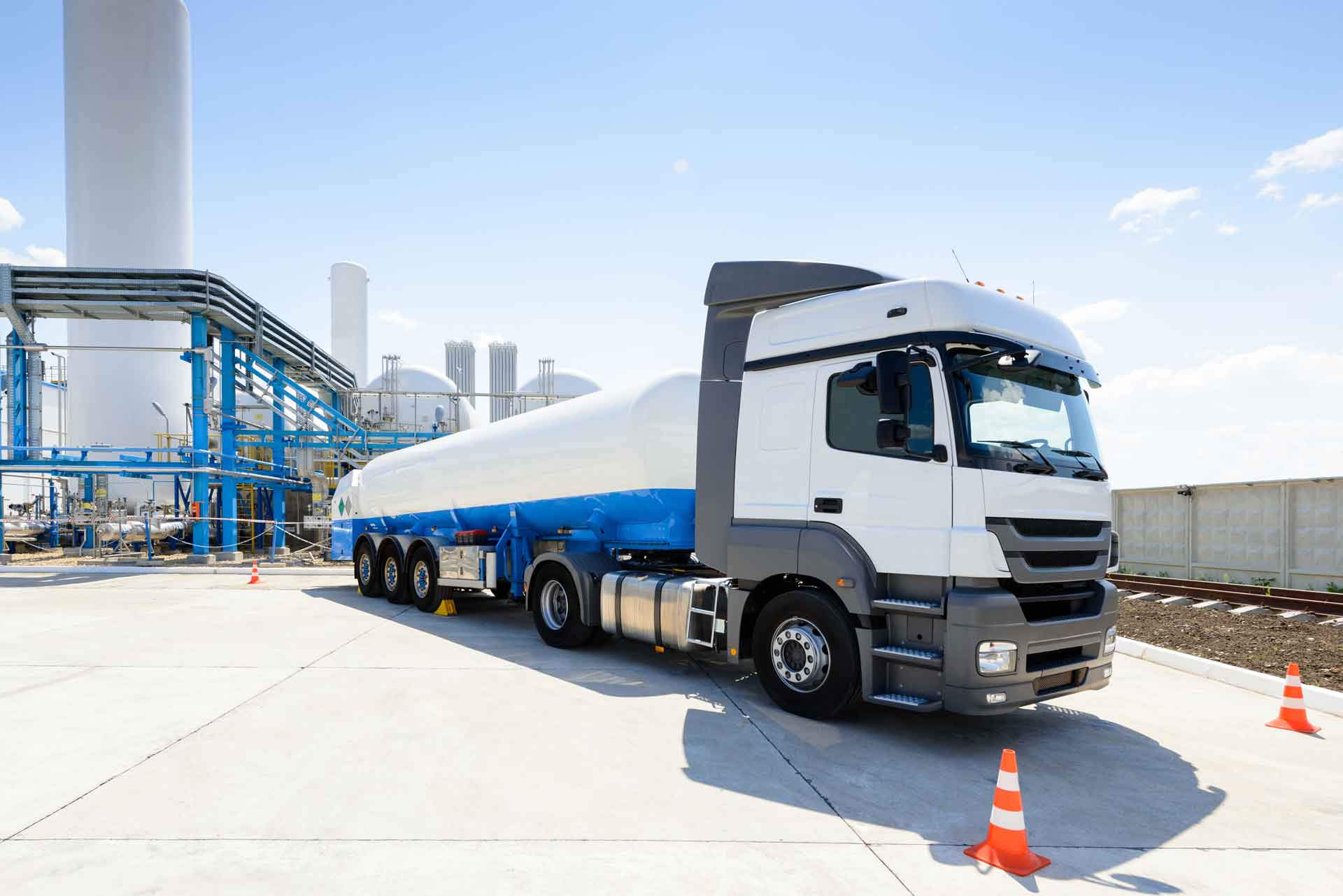 Fuel tanker at a depot