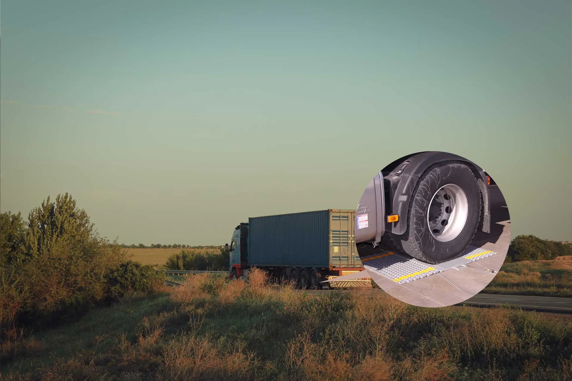 Truck crossing a weighbridge
